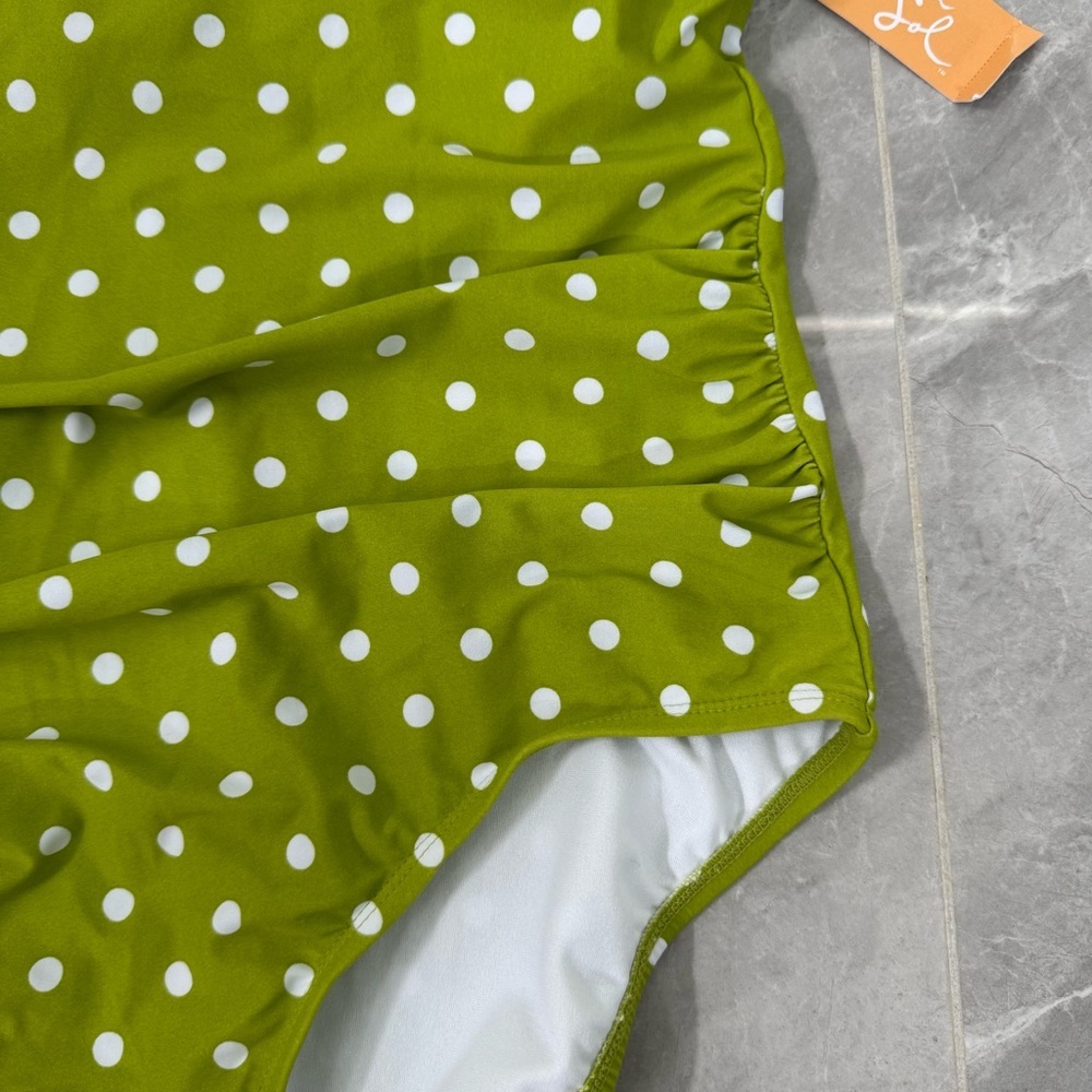 Women’s Kona Sol High Coverage One Piece Swimsuit Strappy Back Polka Dot Size XL - Picture 6 of 16